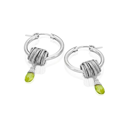Universe Silver Hoop Earrings with Peridot Zircon