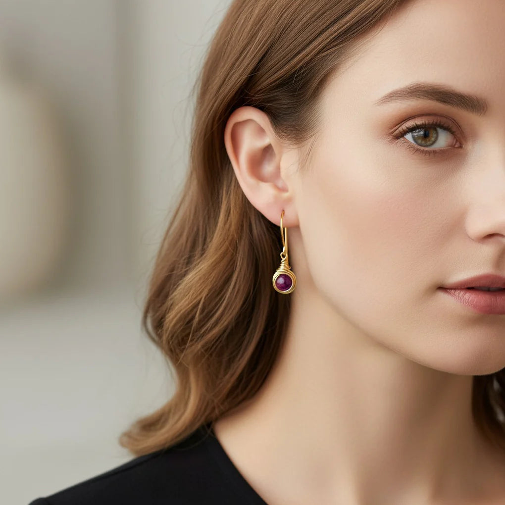 Universe Ruby Bead Earrings