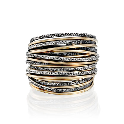 Safari Glaze Spirali Ring handcrafted with 999 silver and gold-filled wires