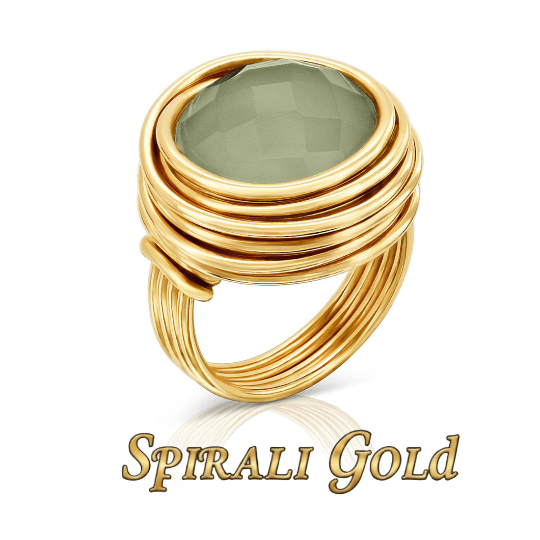 Solid Gold Chalcedony Ring - Studio Spirali