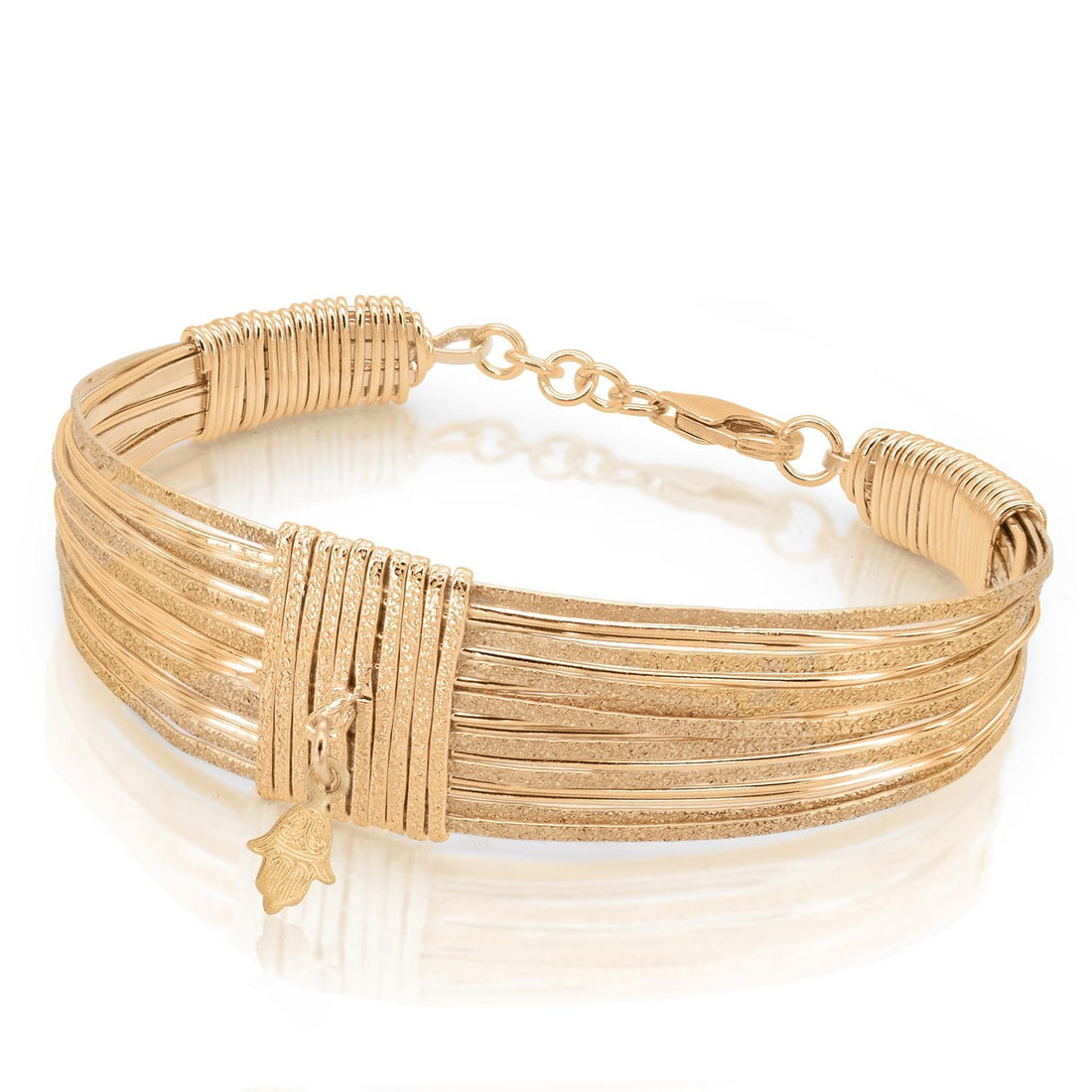 Solid Gold Hamsa Spiral Bracelet - Studio Spirali