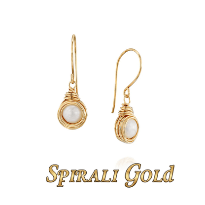 Solid Gold Pearl Sphere Earrings - Studio Spirali