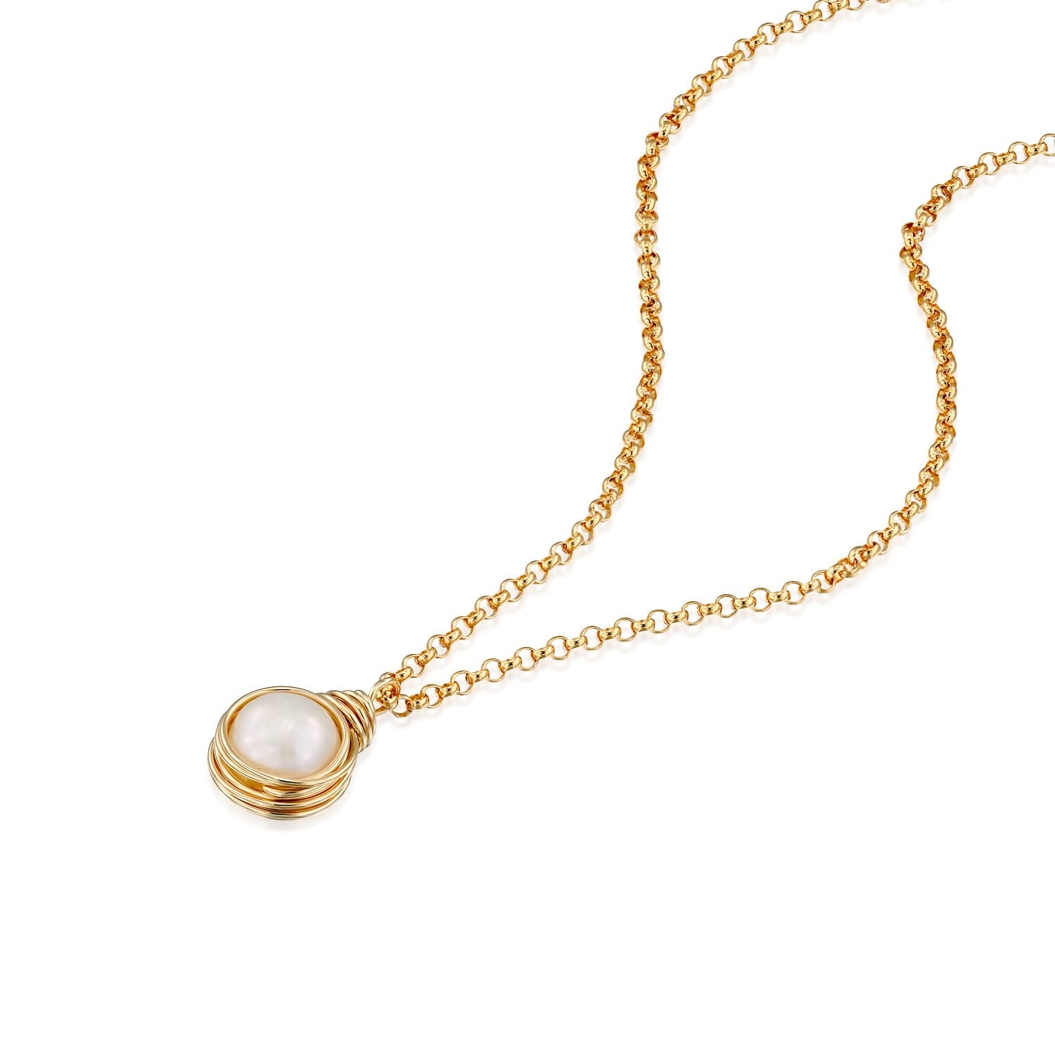 Solid Gold Pearl Sphere Necklace - Studio Spirali