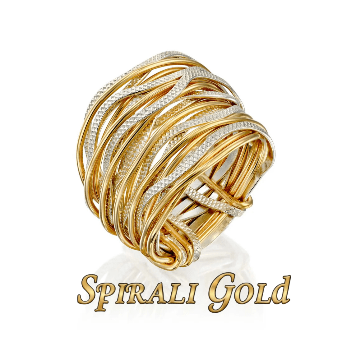 Solid Gold &amp; Silver Spiral Wavy Ring - Studio Spirali