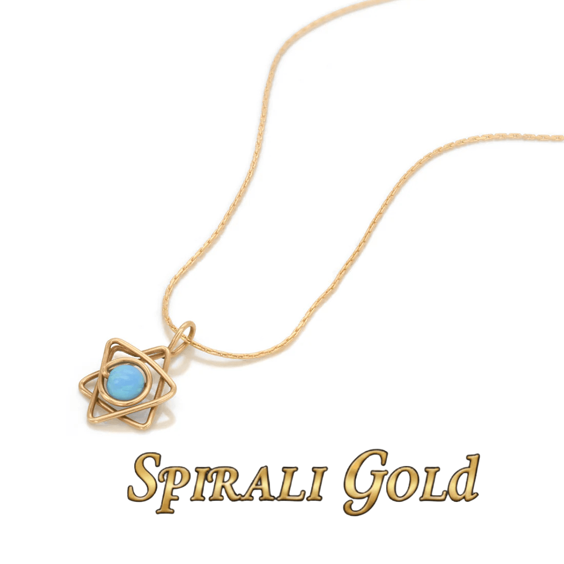 Solid Gold Star of David Opal Bead Necklace - Studio Spirali
