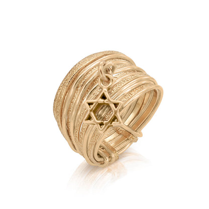 Solid Gold Star of David Spiral Ring - Studio Spirali