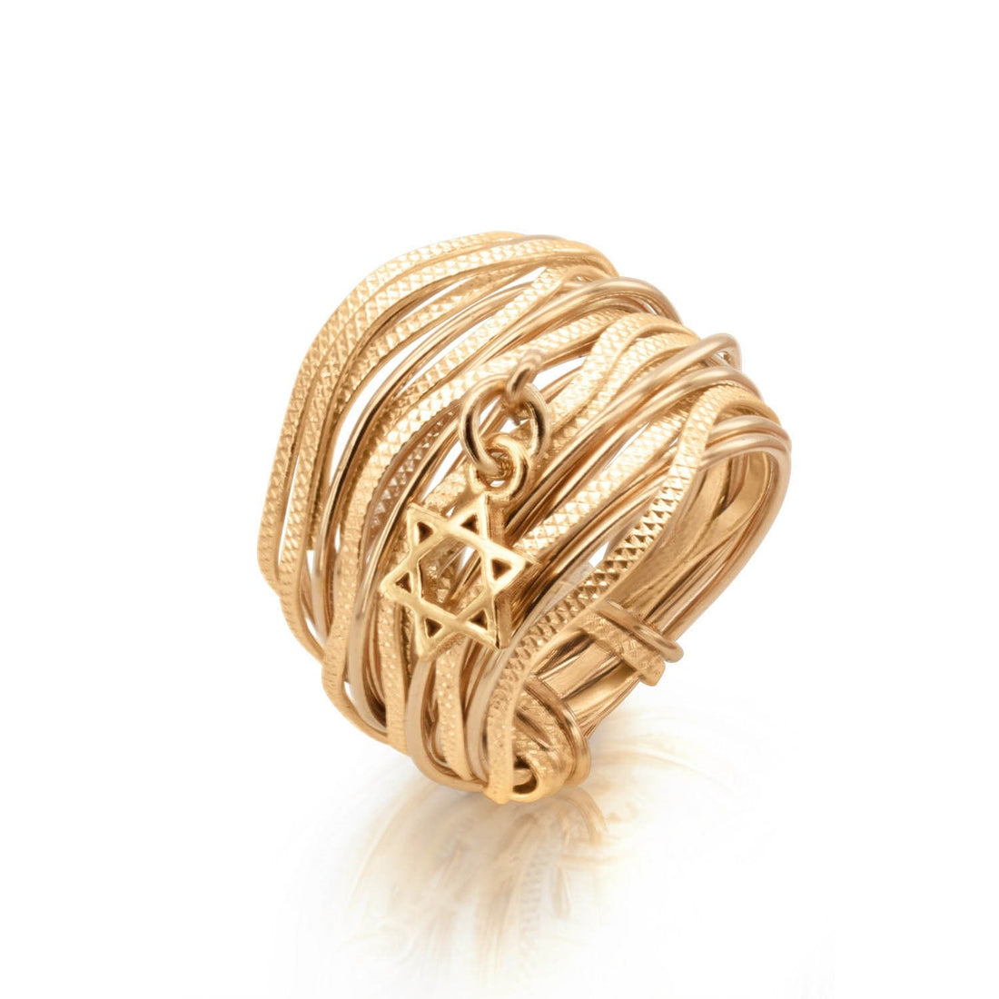 Solid Gold Star of David Wavy Spiral Ring - Studio Spirali