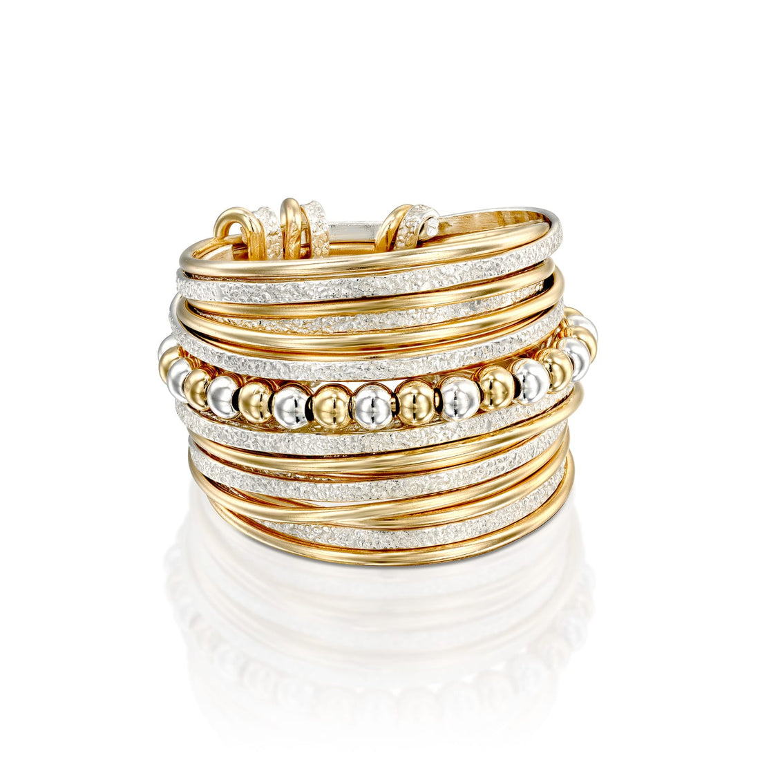 Spirali Gold &amp; Silver Beaded Ring - Studio Spirali