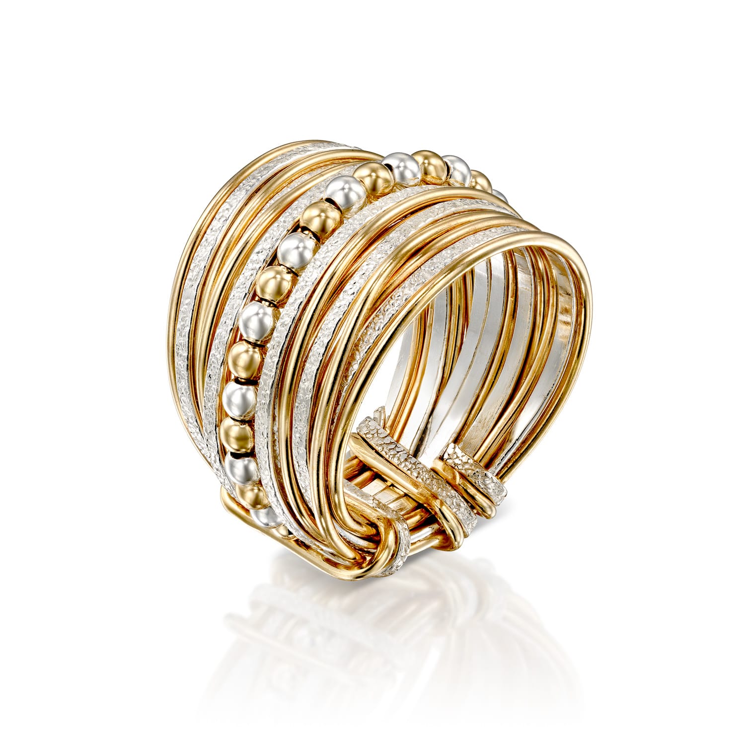 Spirali Gold &amp; Silver Beaded Ring - Studio Spirali