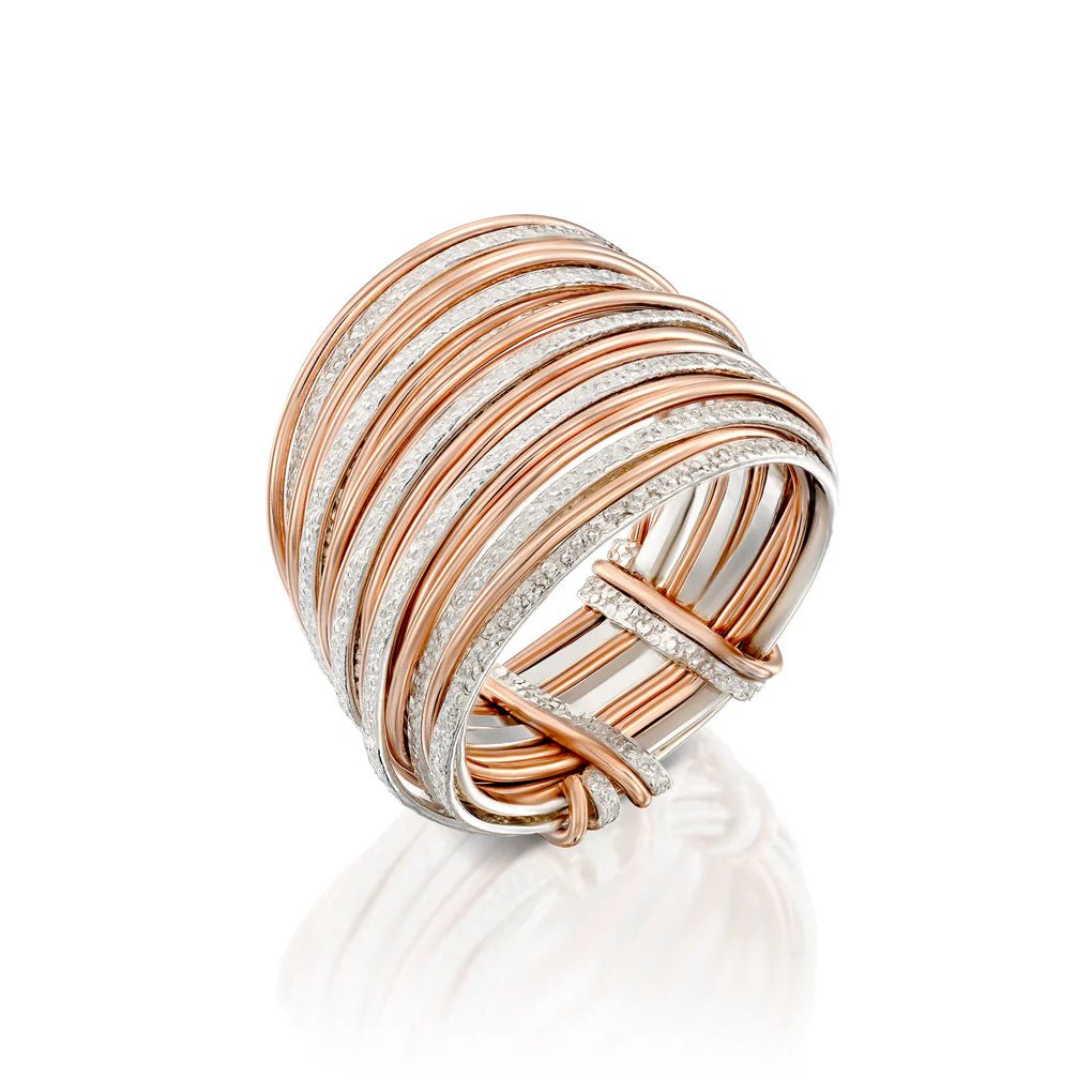 Spirali Red Gold &amp; White Silver Ring - Studio Spirali