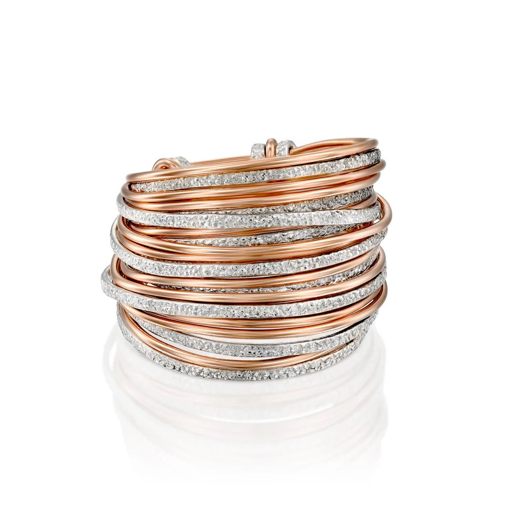 Spirali Red Gold &amp; White Silver Ring - Studio Spirali