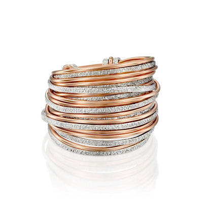 Spirali Red Gold &amp; White Silver Ring - Studio Spirali