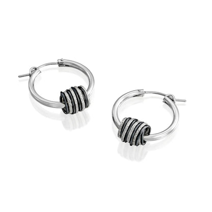 Spirali Silver Black Swirls Hoop Earrings - Studio Spirali