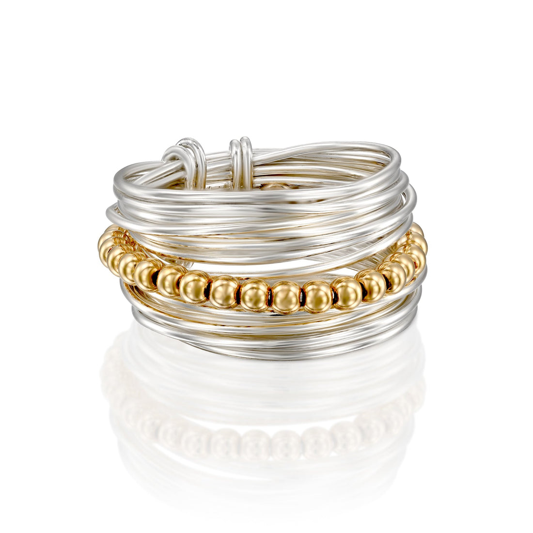 Spirali Silver &amp; Golden Beads Ring - Studio Spirali
