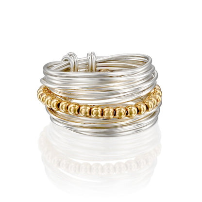 Spirali Silver &amp; Golden Beads Ring - Studio Spirali