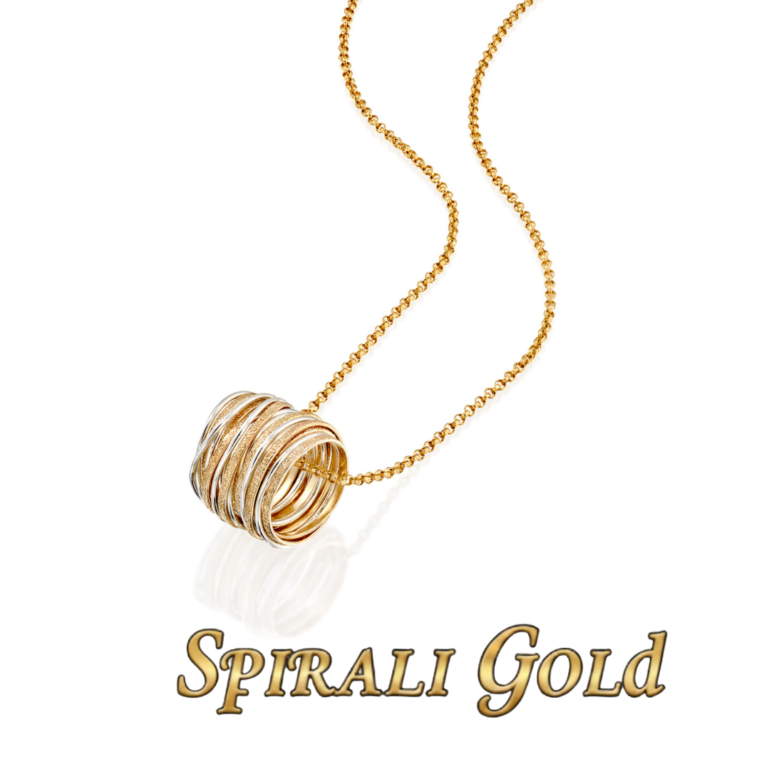 Solid Gold &amp; Silver Spiral Necklace
