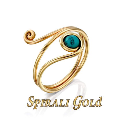 Solid Gold Turquoise Snake Ring