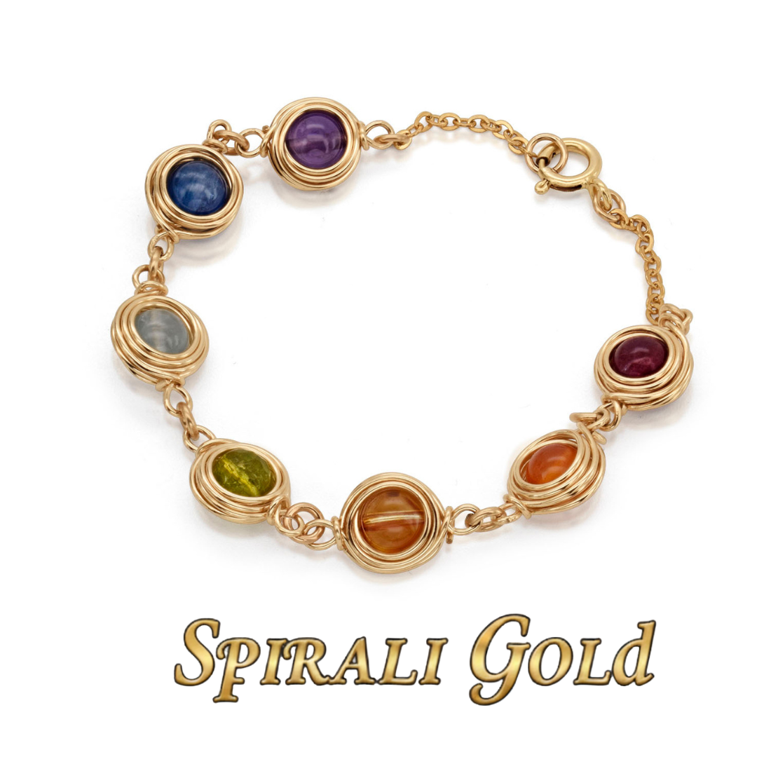 Solid Gold 7 Chakra Rainbow Bracelet 🌈