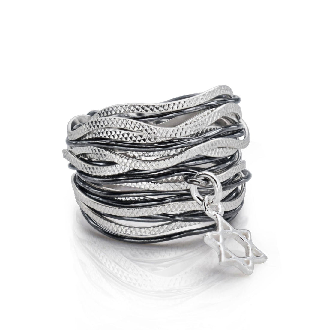 Symbol Black &amp; Silver Star of David Ring - Studio Spirali