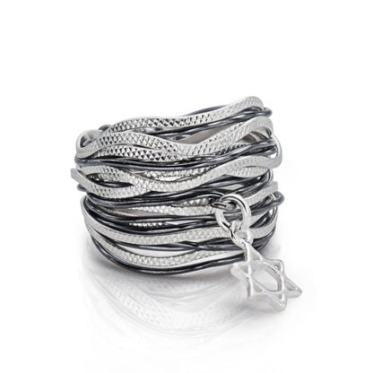 Symbol Black &amp; Silver Star of David Ring - Studio Spirali