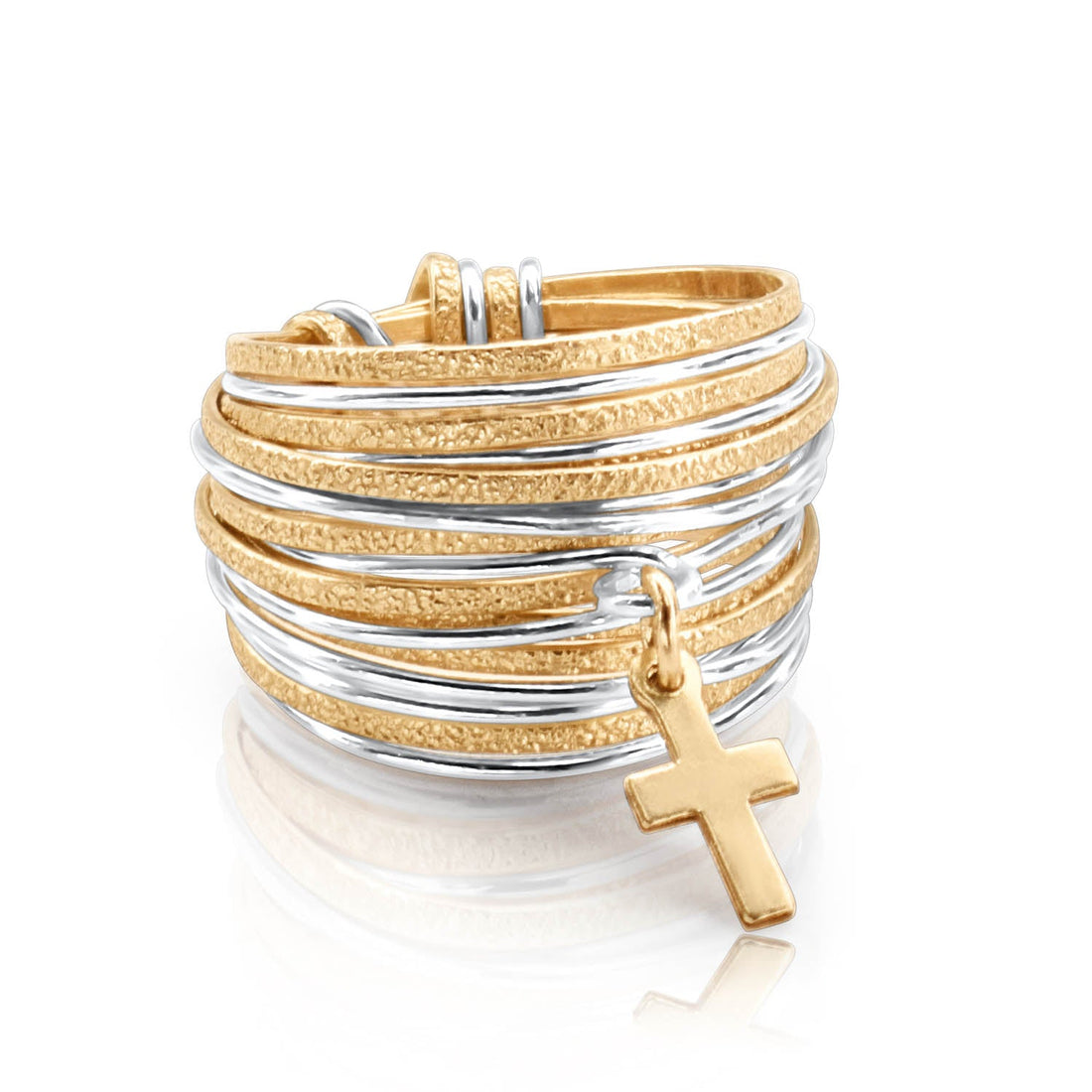 Symbol Gold &amp; Silver Cross Ring - Studio Spirali