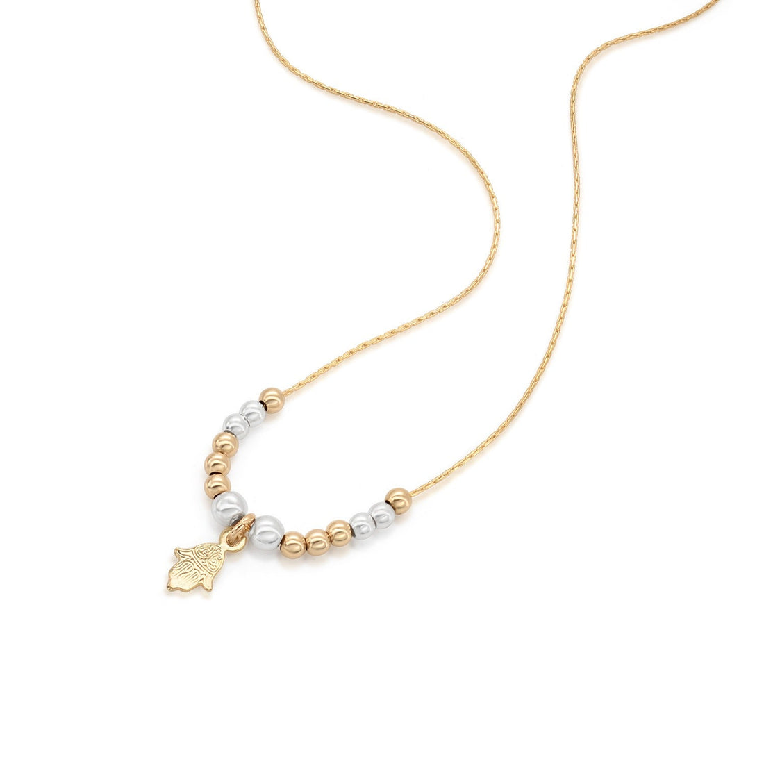 Symbol Gold &amp; Silver Hamsa Beaded Necklace - Studio Spirali