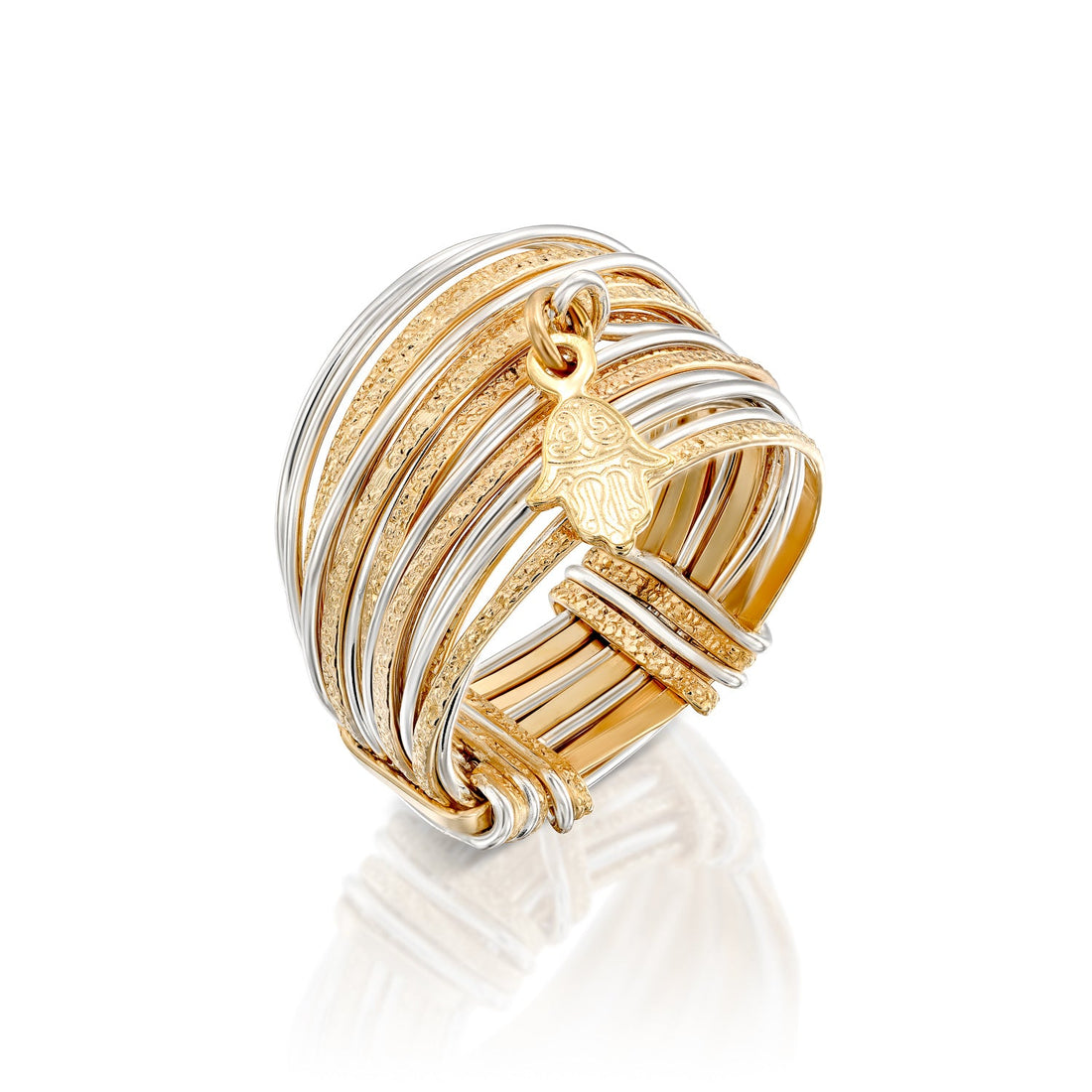 Symbol Gold &amp; Silver Hamsa Ring - Studio Spirali