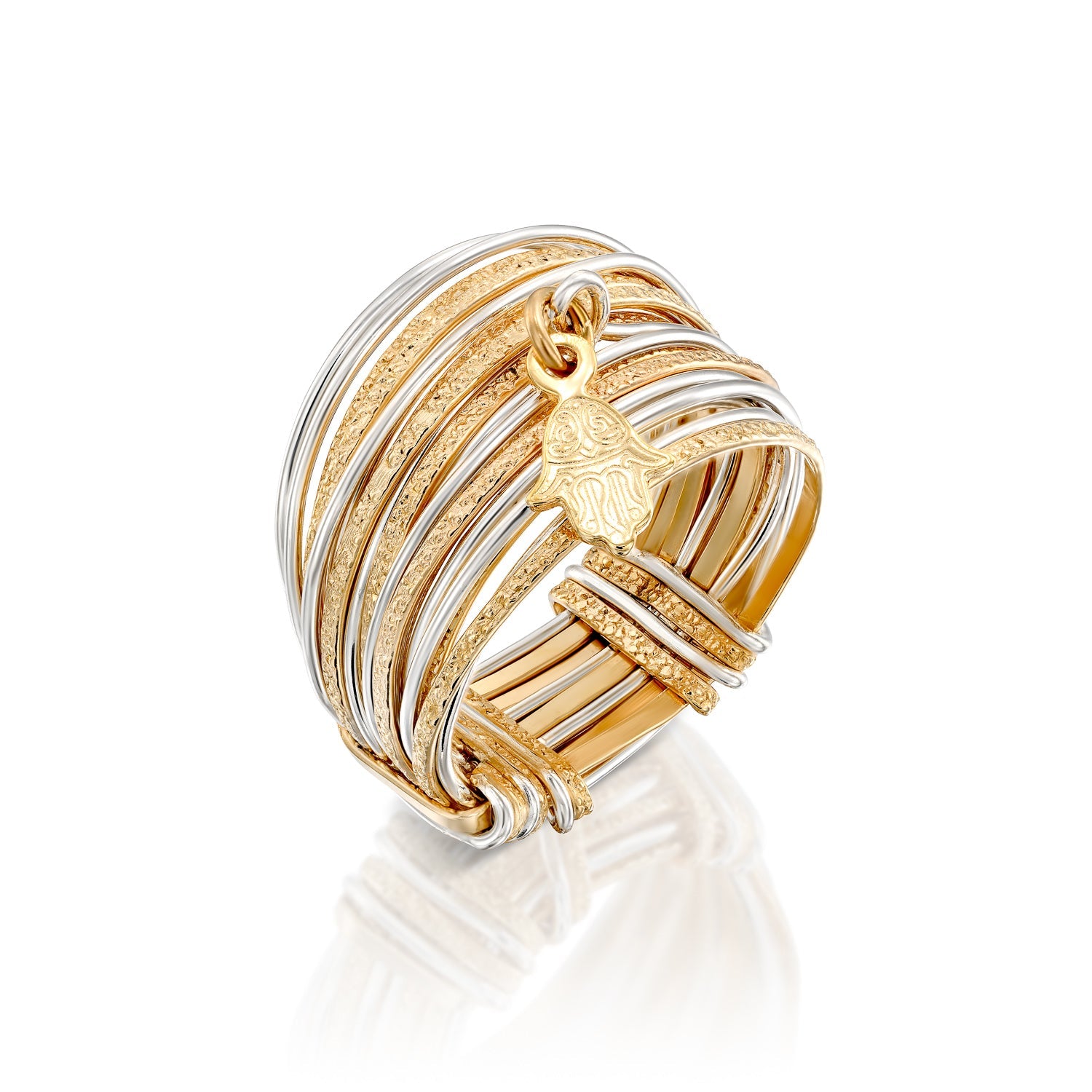 Symbol Gold &amp; Silver Hamsa Ring - Studio Spirali