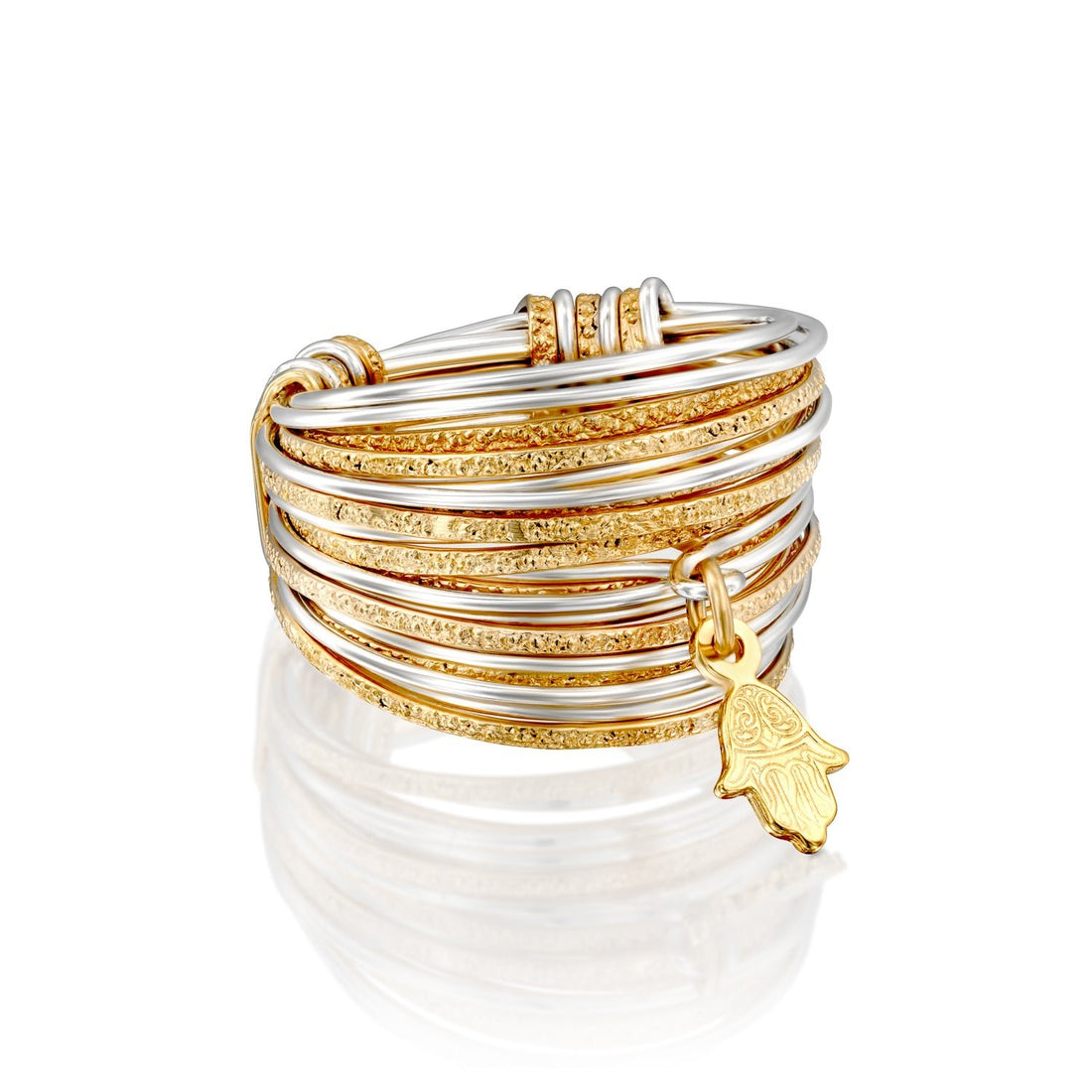 Symbol Gold &amp; Silver Hamsa Ring - Studio Spirali