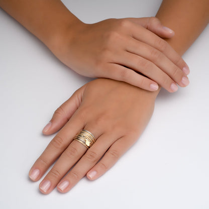 Symbol Gold &amp; Silver Hamsa Ring - Studio Spirali