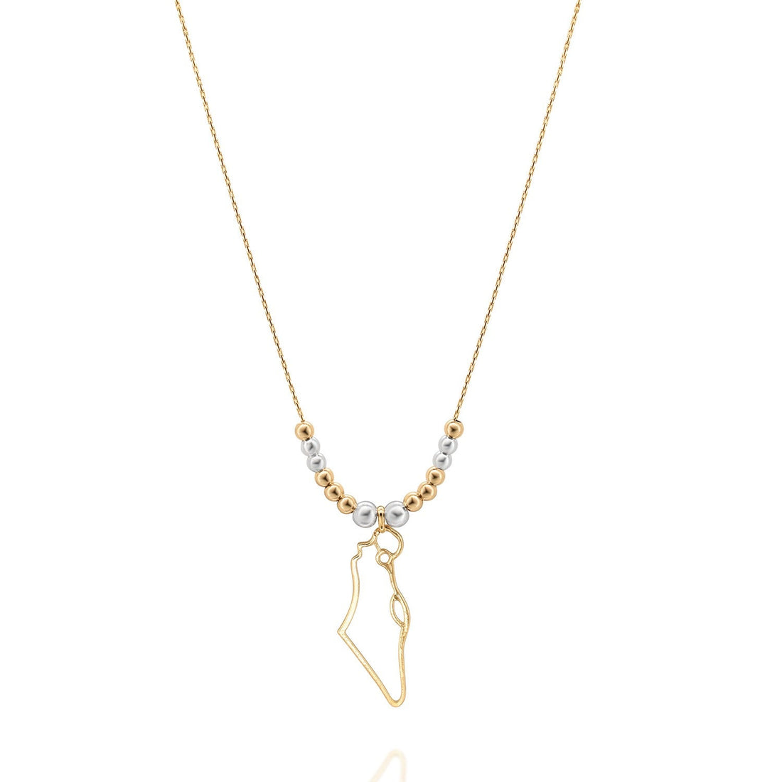 Symbol Gold &amp; Silver Israel Map Beaded Necklace - Studio Spirali