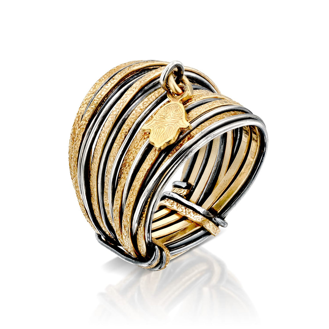 Symbol Gold &amp; Silver Safari Hamsa Ring - Studio Spirali