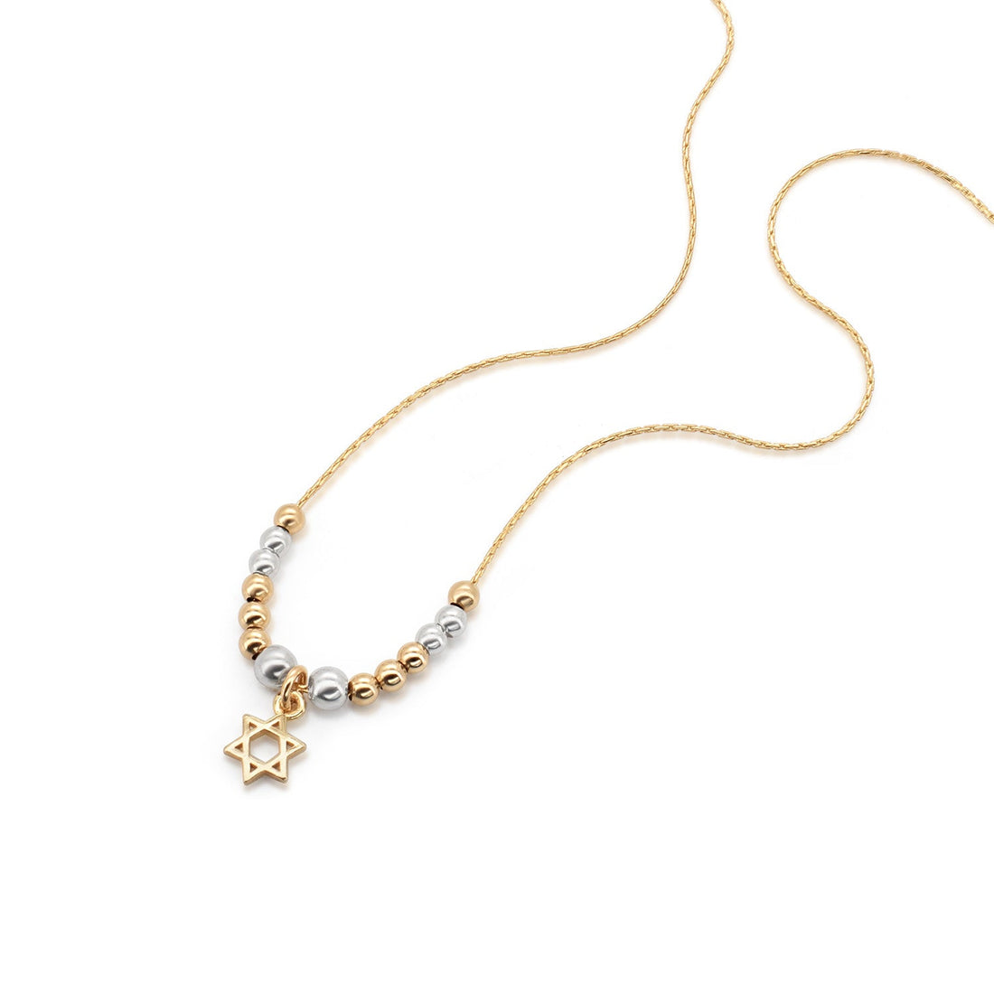 Symbol Gold &amp; Silver Star of David Beaded Necklace - Studio Spirali