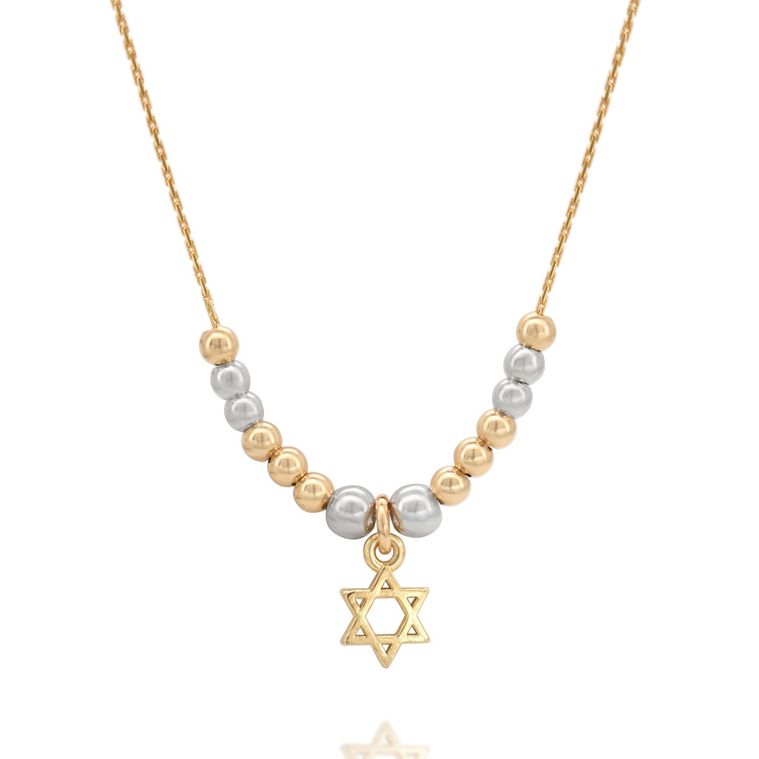 Symbol Gold &amp; Silver Star of David Beaded Necklace - Studio Spirali