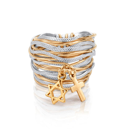 Symbol Gold &amp; Silver Wavy Unity Ring - Studio Spirali