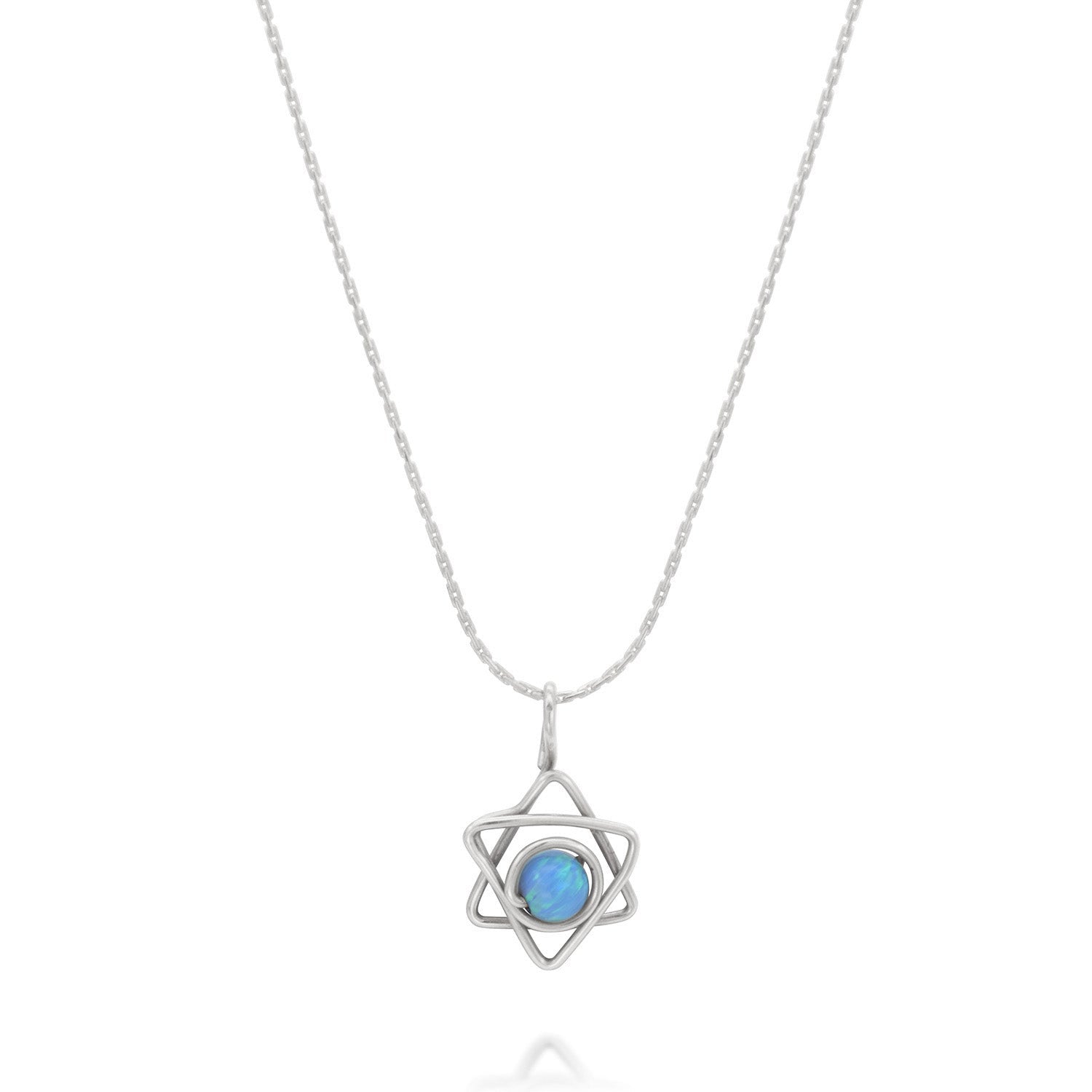 Symbol Silver Star of David Opal Bead Necklace - Studio Spirali