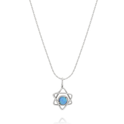 Symbol Silver Star of David Opal Bead Necklace - Studio Spirali