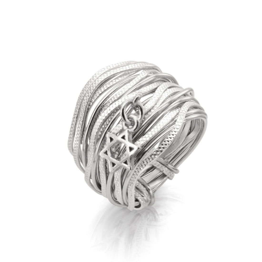Symbol Silver Star of David Wavy Ring - Studio Spirali