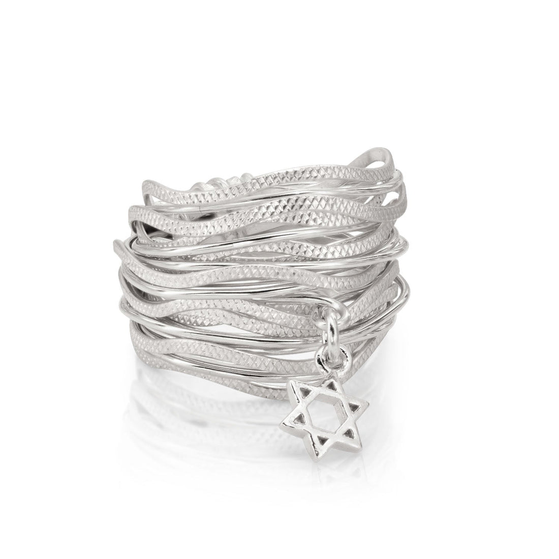 Symbol Silver Star of David Wavy Ring - Studio Spirali