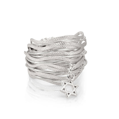 Symbol Silver Star of David Wavy Ring - Studio Spirali