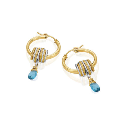 Universe Aquamarine Zircon Hoop Earrings - Studio Spirali
