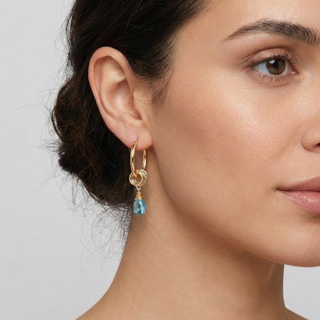 Universe Aquamarine Zircon Hoop Earrings - Studio Spirali
