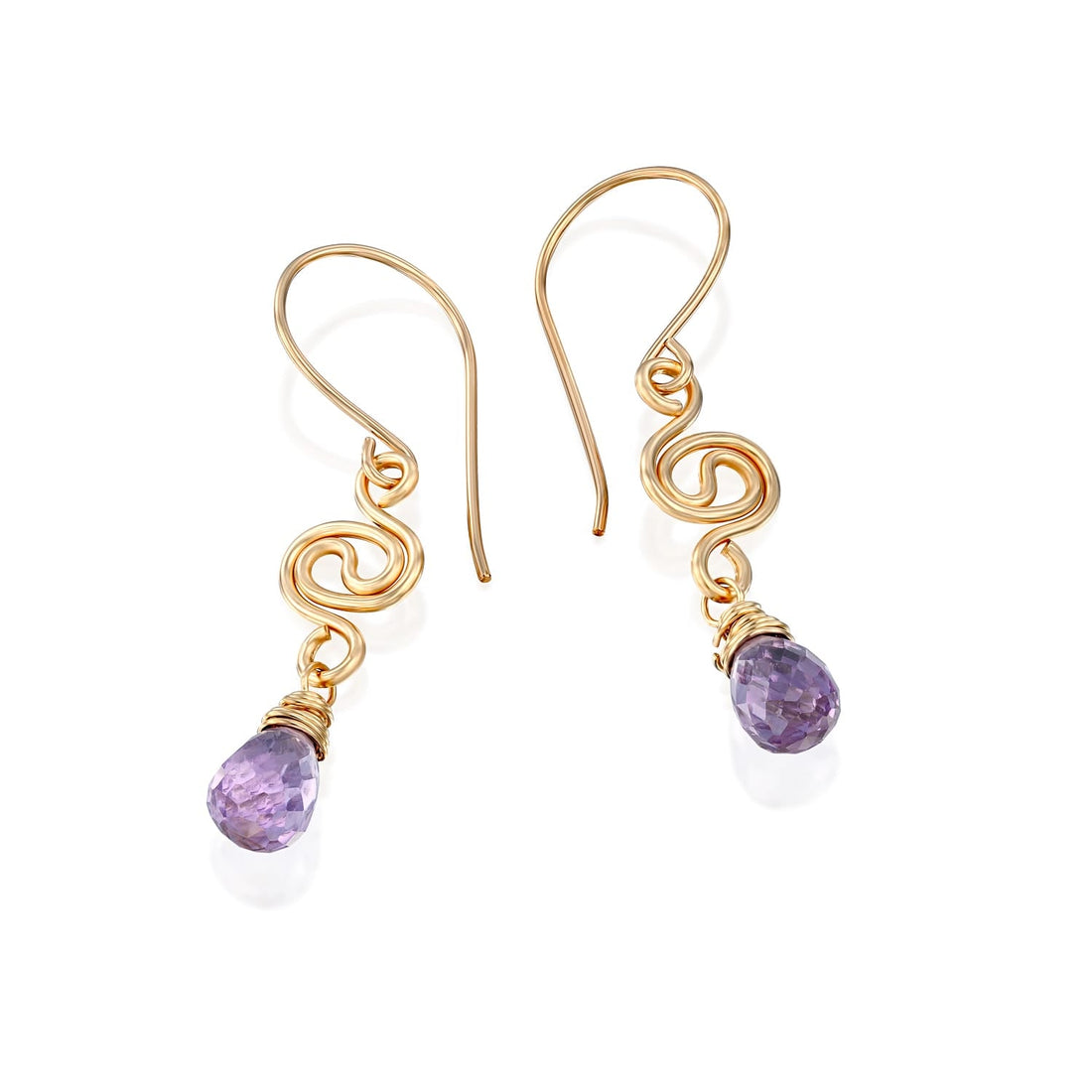 Universe Gold Amethyst Drop Earrings - Studio Spirali