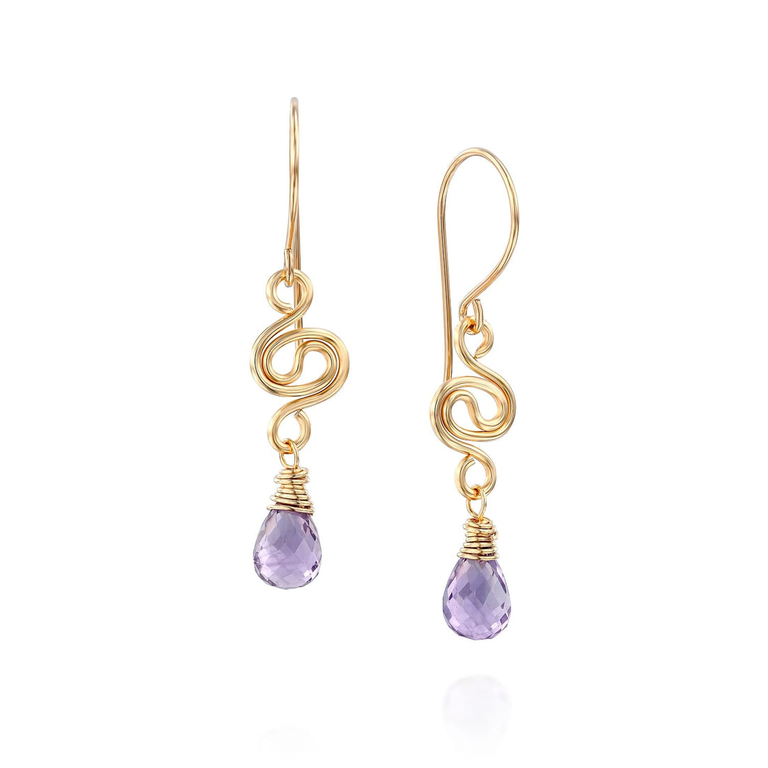 Universe Gold Amethyst Drop Earrings - Studio Spirali