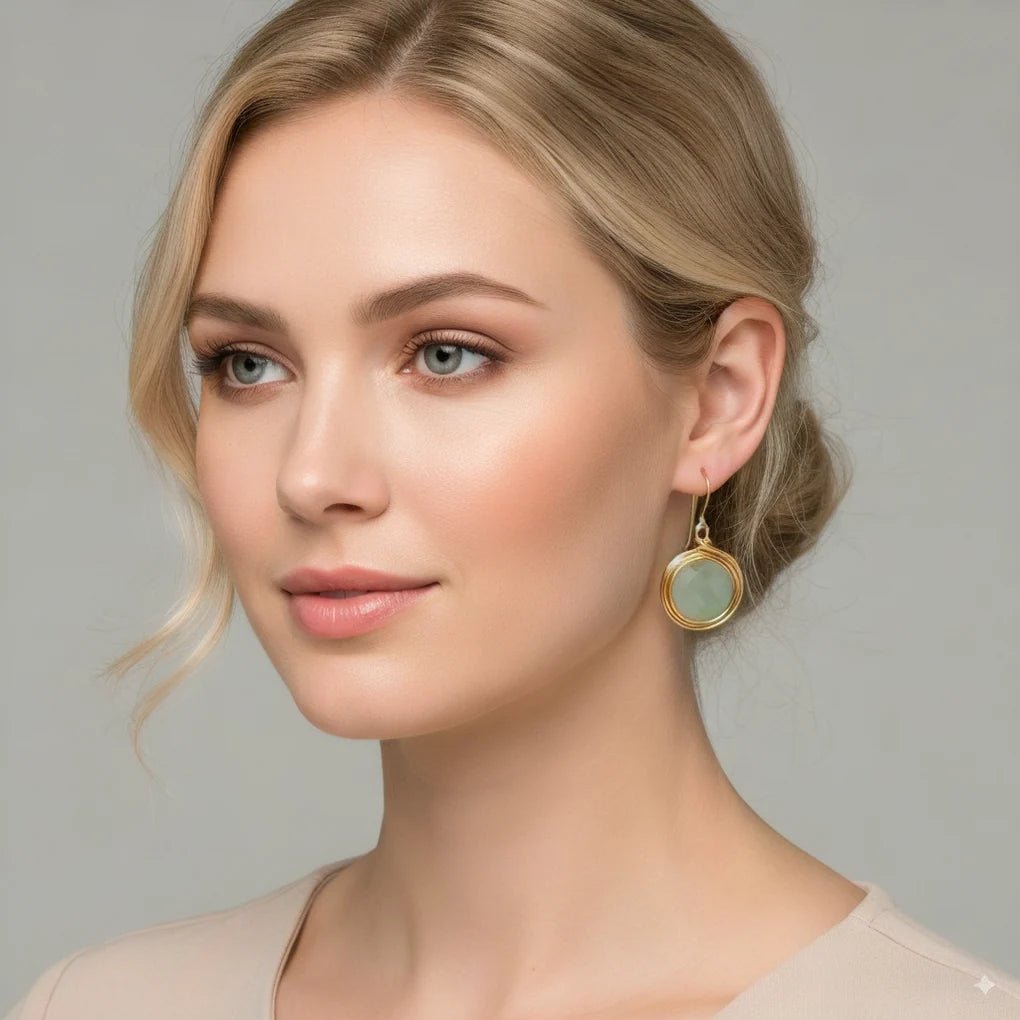 Universe Gold Chalcedony Earrings - Studio Spirali
