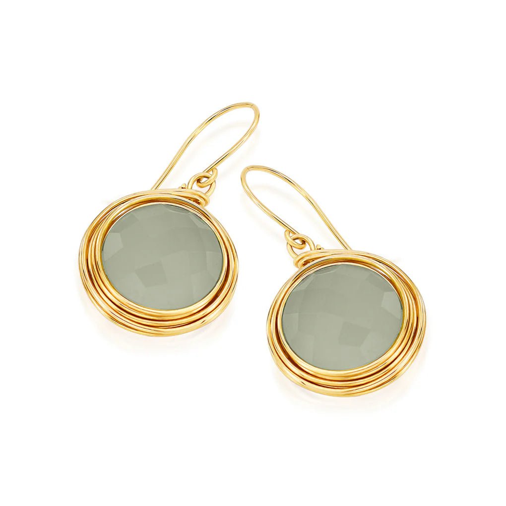 Universe Gold Chalcedony Earrings - Studio Spirali