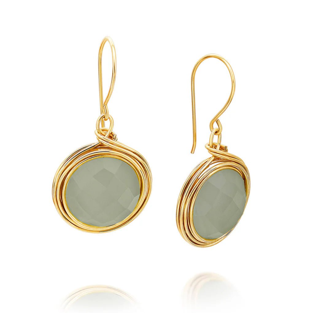 Universe Gold Chalcedony Earrings - Studio Spirali