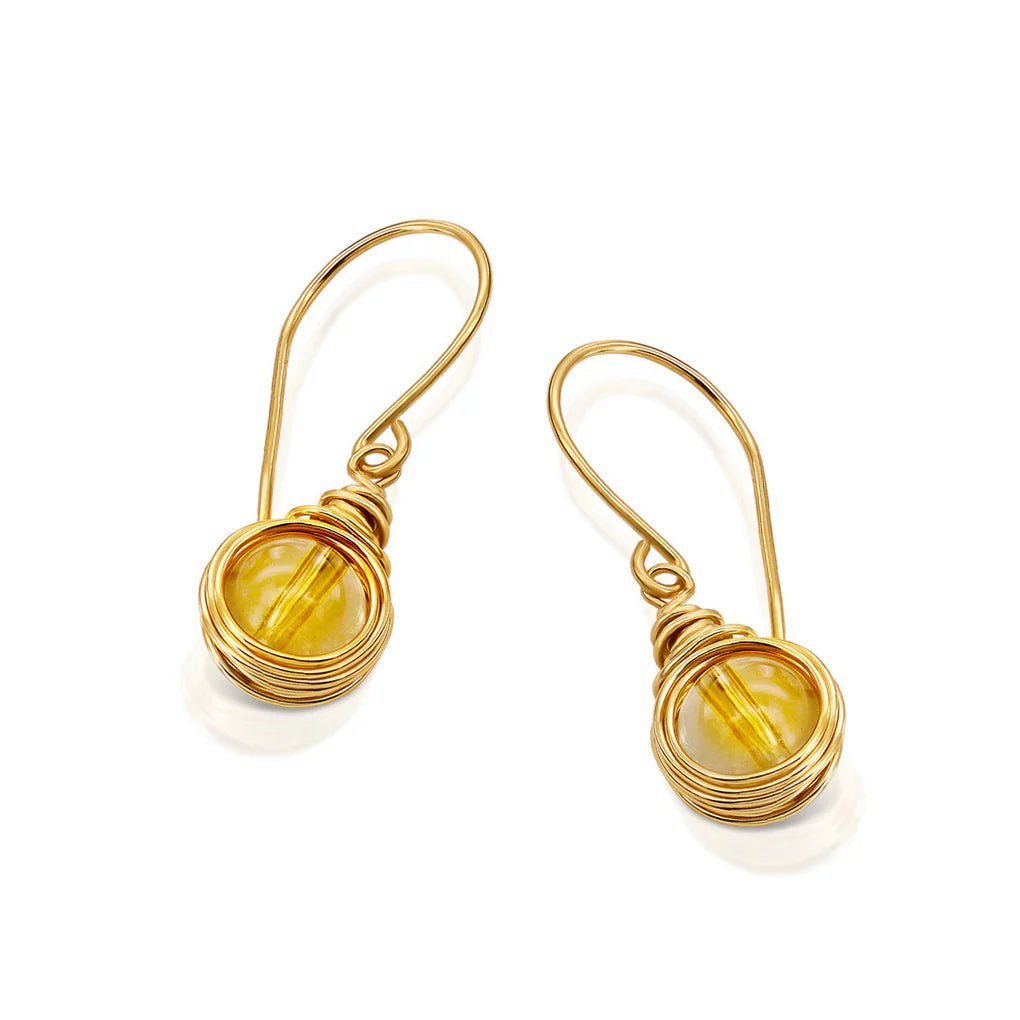 Universe Gold Citrine Earrings - Studio Spirali