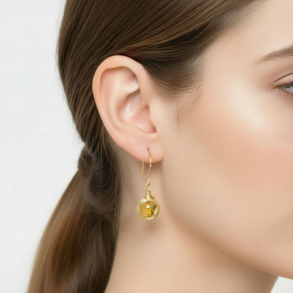 Universe Gold Citrine Earrings - Studio Spirali