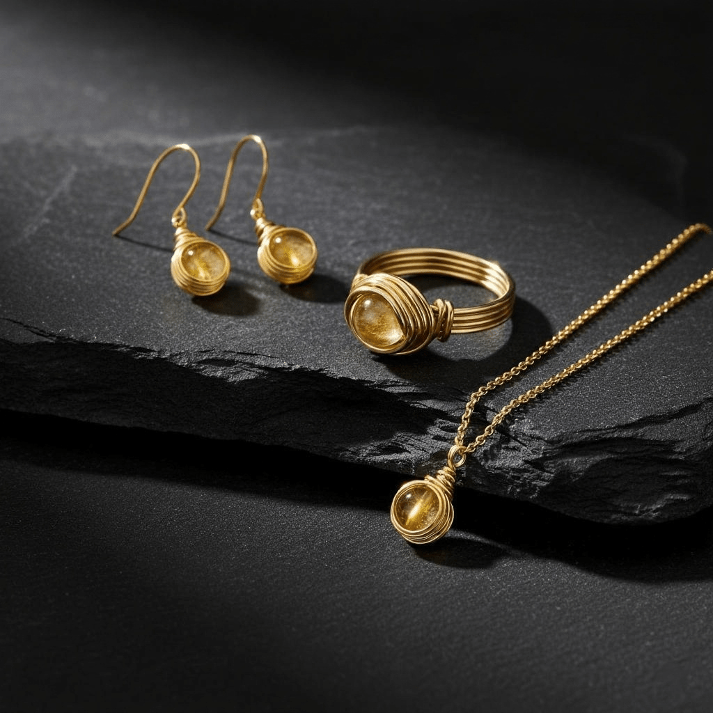 Universe Gold Citrine Necklace - Studio Spirali